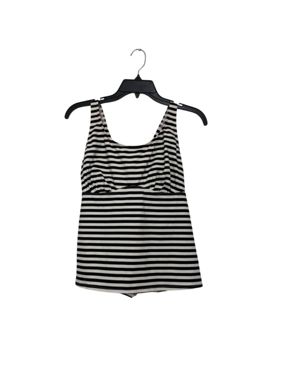 Lands End Women Black White Stripe Tankini Swim Top Size 16 Built-In Bra Support - Picture 10 of 12